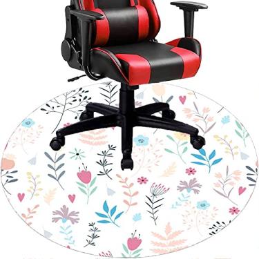 Imagem de Tapete de cadeira de escritório com flores, textura de flor, tapete de cadeira de mesa para piso de madeira de escritório em casa, protetor de piso de pilha baixa, redondo de 91 cm