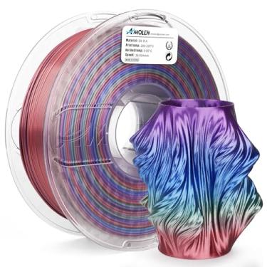 Imagem de AMOLEN Filamento de Impressora 3D, Filamento PLA de Seda 1,75 Mm, Arco-Íris Cósmico Brilhante, Cores Gradientes Mudam Impressão Rápida, 1kg, 1,75mm, 2,2lb