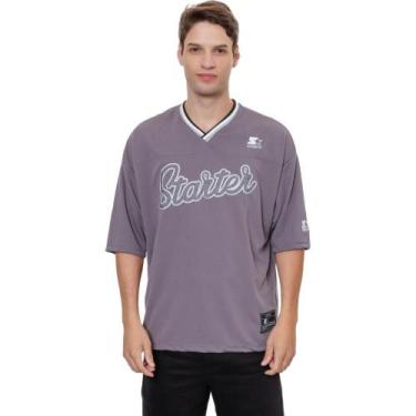 Imagem de Camiseta Starter Oversize Masculina Cinza Streetwear, P, Cinza