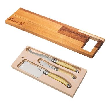 Imagem de Kit Aperitivos Laguiole Tábua E Facas Para Queijo Luxo