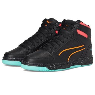 Imagem de PUMA Tênis unissex infantil Rebound Layup Mid Shoes, Black-rickie Orange-Fire Orchid Ah25, 21