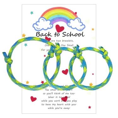 Imagem de MAQVQLU Pulseira Back to School Mommy and Me First Day of School Presente de Primeiro Dia de Escola, Large, Liga metálica, Sem Pedra Preciosa