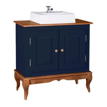 Imagem de Gabinete para Banheiro com Cuba Dália 3050 - Azul Petróleo/Imbuia Glazer