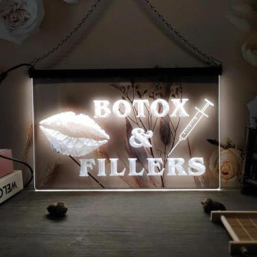 Imagem de Letreiro De Néon LED Vintage Com Lábios, Seringa, Preenchimentos De Bo