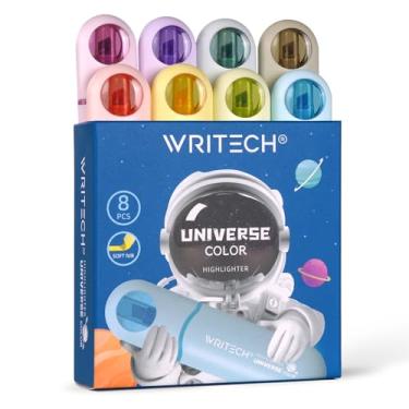 Imagem de WRITECH Marcadores estéticos com ponta de cinzel: canetas marcadoras fofas sortidas em cores pastel, multicoloridas, sem borrão, conjunto de marcadores bíblicos à base de água para realce de
