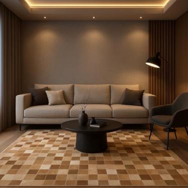 Imagem de Tapete para Sala de Couro 2,50 x 3,00m Bege Escuro (Caramelo) com Borda Premium