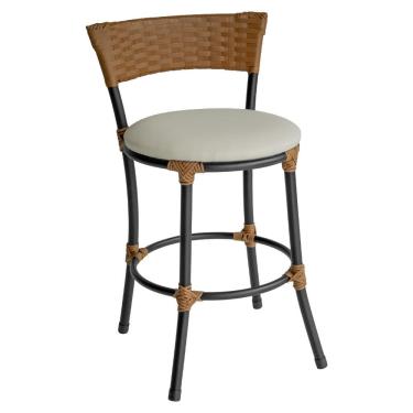 Imagem de Banqueta Baixa Pisa em Aço e Estofado para Cozinha e Balcão