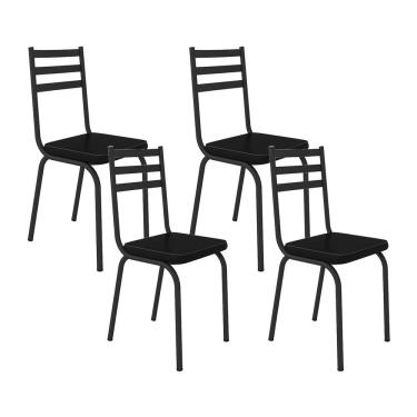 Imagem de Kit Com 04 Cadeiras 118 Preta Corino Preto Artefamol