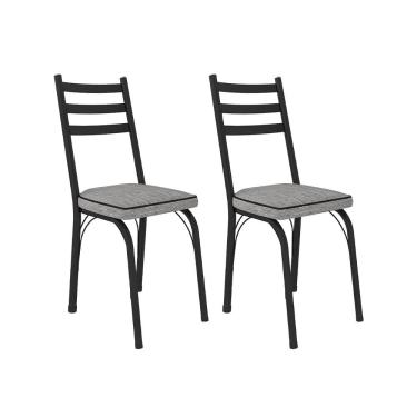 Imagem de Kit Com 02 Cadeiras 141 Preta Corino Grafiato Artefamol