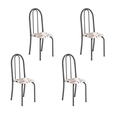 Imagem de Kit 4 Cadeiras Tubular 96x36x41 Cm Iris B Arabesco/ Mart Prata