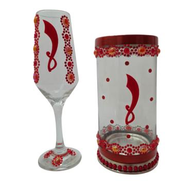 Imagem de Kit Taça e Porta Vela Iansã Espada Vidro + Presente