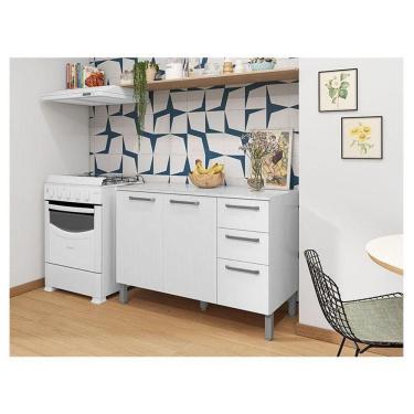 Imagem de Balcão De Pia Ambiente Mad Versalhes 120 Cm Com Tampo Branco Supremo - Kits Paraná