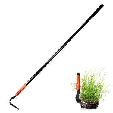 Imagem de Pragmatist Ferramenta de enxada de jardim em forma de L, enxada manual resistente de 70,9 polegadas - Enxada de ervas daninhas e cultivadoras ferramenta de jardim com alça longa ajustável para