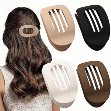 Imagem de 4/5/6/8 peças de grampos de cabelo planos redondos para mulheres - presilhas ovais de bico de pato de fixação forte, clipes antiderrapantes para cabelos grossos e finos | Acessórios de cabelo