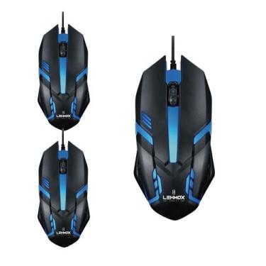 Imagem de Kit 3 Mouse Gamer Com Fio Usb Lehmox Led Rgb Design Ergonômi - Lojaaqu
