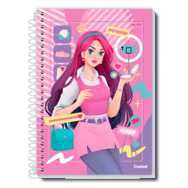 Imagem de Caderno Universitário Feminino Pop Fashion 160F/10 Matérias Credeal