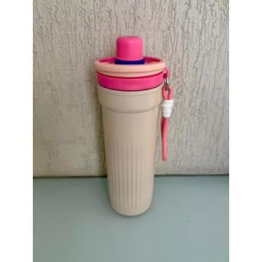 Imagem de Garrafa Térmica de Aço Inox com Alça, Canudo e Parede Dupla de 600ml (Bege)