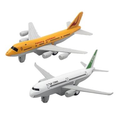Imagem de Dynwave 2 peças modelo de avião ornamento simulado brinquedo avião crianças de brinquedo para prateleiras lareira lembranças decoração escritório, Amarelo Branco