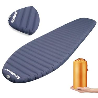 Imagem de Almofada de dormir inflável ultraleve com valor R 6,9, 190 cm x 59 cm, almofada de dormir para acampamento e mochilão, nylon 40D durável, perfeita para clima frio e acampamento de inverno