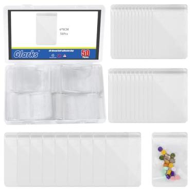 Imagem de Glarks 100 unidades de 7,6 cm a 15,2 cm, 10 tamanhos de 0,1 cm de espessura, sacos de poliéster de PVC seláveis, bolsa de celofane transparente resselável para joias, armazenamento de pulseira