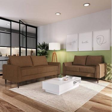 Imagem de Conjunto Sofá 2 e 3 Lugares Bipartido Bienna Marrom