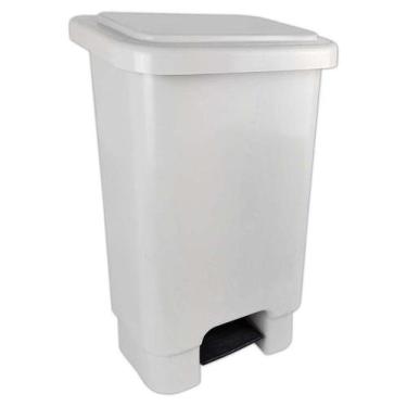 Imagem de Lixeira com Pedal Retangular de 50 Litros Branca Lar Plásticos - LAR P