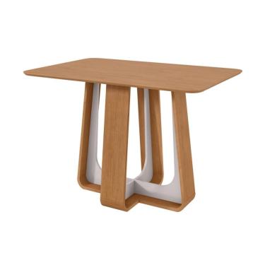 Imagem de Mesa de Jantar Retangular com Tampo de MDF Sintonia Amêndoa e Off White 120 cm