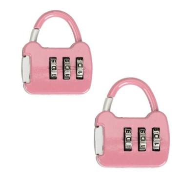 Imagem de Kit 2 Cadeados Coloridos Bloqueio Por Senha 3 Digitos Armários Mochila