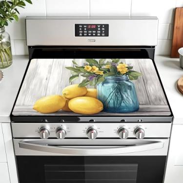 Imagem de AOHMPT Capa de fogão de silicone multidesign para fogões de vidro/elétricos - Tapete protetor resistente ao calor 3 em 1, escorredor antiderrapante 71 x 50 cm