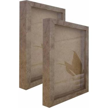 Imagem de Kit 2 Molduras Caixa Alta Revestida com Vidro para Quadros Quilling e Scrapbook - 21x29,7cm - 1,5x3 Cor:PRATA;Tamanho:21