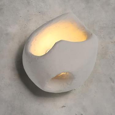 Imagem de PANLAVIE Arandela de parede moderna, luminária de parede interna, lâmpada de parede minimalista estilo pedra de cimento industrial de 2 furos para sala de estar quarto vaidade corredor escadas