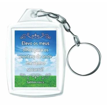 Imagem de Kit 12 Chaveiros Acrílicos 3x4 Salmos 121:11 Elevo Os Meus Olhos Para 