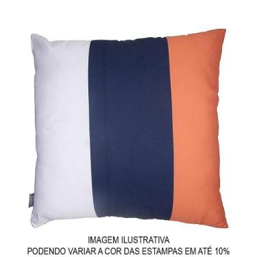 Imagem de Almofada Decorativa - Capa Pantone Azul Laranja e Branco -45 x 45 cm -