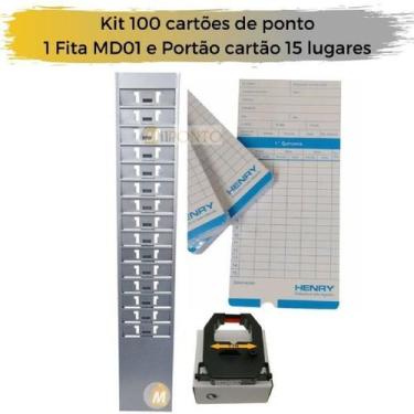 Imagem de Kit Porta Cartão 15 lug. + 100 cartões de ponto e fita MD01 - MD01 Mil