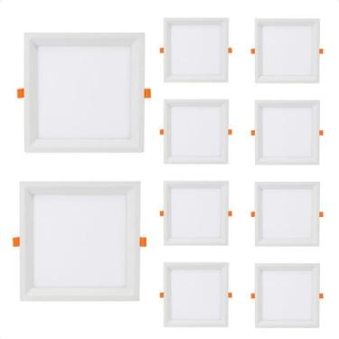 Imagem de Kit 10 Painel De Led Quadrado Embutir Recuado 6w Bivolt Taschibra 3000