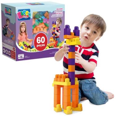 Imagem de Blocos De Montar Infantil 60 Pçs Encaixe Brinquedo Educativo - Dismat,