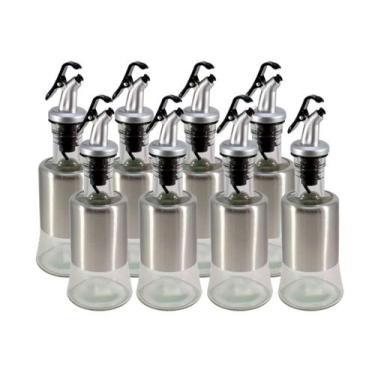 Imagem de Kit 8 Azeiteiro Vinagreiro Recipiente em Vidro e Inox com Bico Dosador