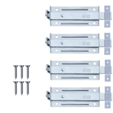 Imagem de Ferrolho Trinco Tarjeta Fecho Chato Para Porta Janela Portão 10cm Zincado | Silvana | Kit 04 Un