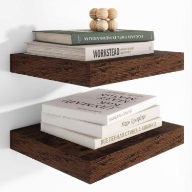 Imagem de Prateleiras flutuantes Heimlove, madeira rústica de 30 cm de profundid