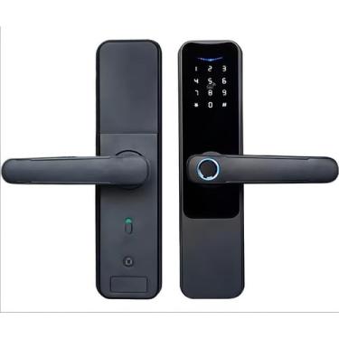 Imagem de Fechadura Digital Com Biometria K7 Tuya Inteligente - Preta