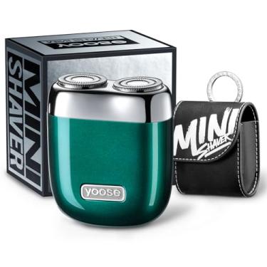 Imagem de yoose Mini barbeador de liga, barbeador elétrico portátil para homens, IPX7 à prova d'água, barbear a seco, recarregável USB-C, cabeça destacável magnética fácil de limpar, barbeador elétrico sem fio