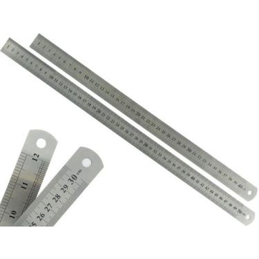 Imagem de Kit Com 2 Régua Metal Inoxidável Marcação De Baixo Relevo Uso Escolar 
