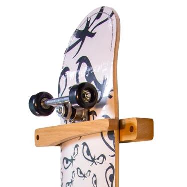 Imagem de Tapeera Pacote com 1 suporte vertical de parede para skate - cabide de madeira para skate - acessórios de armazenamento para exibição de skate mini cruiser - suporte de skate organizador de prateleira