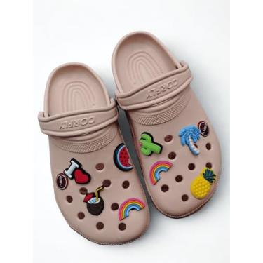 Imagem de Chinelo Feminino Estilo Babuche Pigente Corfly Baixo 100% EVA Solado Leve Antiderrapante broches enviados aleatorio (Rosa, BR, Adulto, Faixa Numérico, 37, 38)