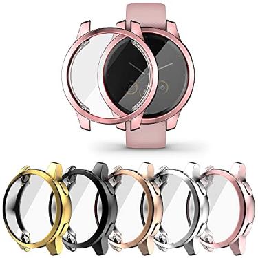 Imagem de RICHONE Capa protetora de tela compatível com Garmin Vivoactive 4S/Venu 2S 40 mm, capa macia de TPU (poliuretano termoplástico) à prova de choque (preto + prata + dourado + rosa + ouro rosa, 40 mm)