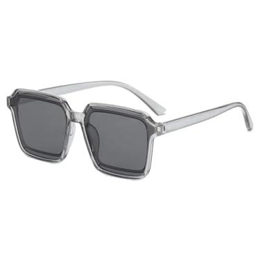 Imagem de Óculos de sol de luxo da moda, armação grande, vazados, femininos, masculinos, tendência, retrô, clássico, para áreas externas, óculos de sol para dirigir, UV400 (cinza)
