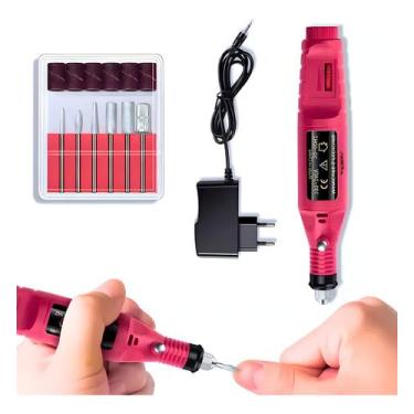 Imagem de Lixadeira Unha Elétrica Motor Profissional Manicure Pedicure Broca Acessório Bloco Rotação Lixa Refil Pé Mão Kit Broca Unha Gel Postiça Portátil Prática Manual Resistente Rosa Cutícula