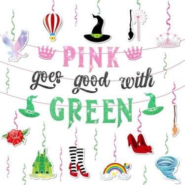 Imagem de 15 peças de decorações de festa de aniversário de bruxa, faixas temáticas de Halloween, coroas rosa de princesa e vassouras de bruxa, conjunto de teto, cabine de fotos, presentes decorativos para