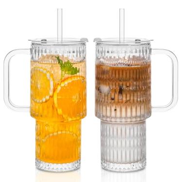 Imagem de SoulTimes Copo de vidro canelado com tampa e alça