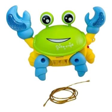 Imagem de Brinquedo Interativo Caranguejo Musical Som Luz Movimentos Cute Crab Colorido com Corda para Puxar